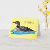 Loon bird cartoon illustration karte (Gelbe Blume)