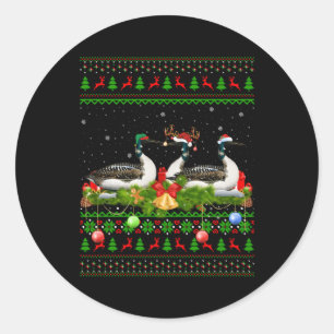 Loon Birds Lighting Santa Ugly Loon Runder Aufkleber