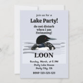 Loon Common Loon Bird Party am See Einladung (Vorderseite)