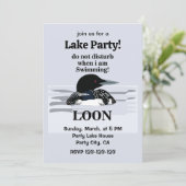 Loon Common Loon Bird Party am See Einladung (Stehend Vorderseite)
