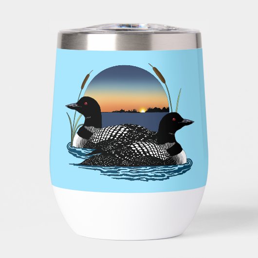 Loon Couple Sunset Blue (Vorderseite)