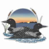 Loon Couple Sunset Blue Aufkleber (Vorderseite)
