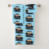 Loon Couple Sunset Blue Badhandtuch Set (Insitu)