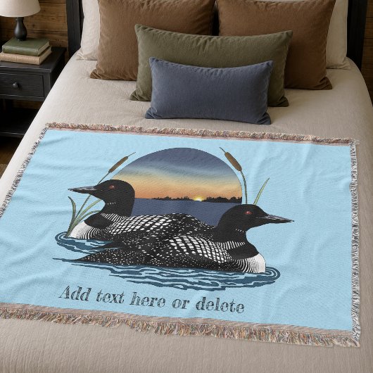 Loon Couple Sunset Blue Decke