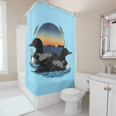 Loon Couple Sunset Blue Duschvorhang (Beispiel)