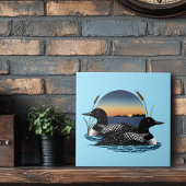 Loon Couple Sunset Blue Fliese