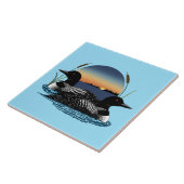 Loon Couple Sunset Blue Fliese (Seite)