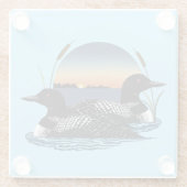 Loon Couple Sunset Blue Glasuntersetzer (Rückseite)