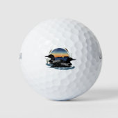 Loon Couple Sunset Blue Golfball (Vorderseite)