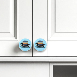 Loon Couple Sunset Blue Keramikknauf