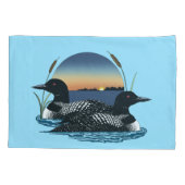 Loon Couple Sunset Blue Kissenbezug (Rückseite)