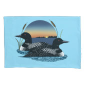 Loon Couple Sunset Blue Kissenbezug (Vorderseite)