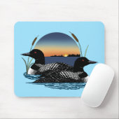 Loon Couple Sunset Blue Mousepad (Mit Mouse)