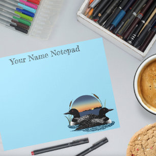 Loon Couple Sunset Blue Notizblock