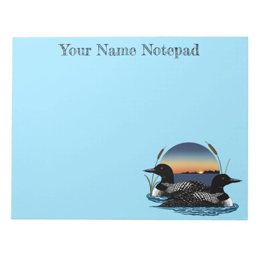 Loon Couple Sunset Blue Notizblock (Vorderseite)
