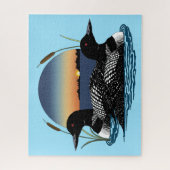 Loon Couple Sunset Blue Puzzle (Vertikal)