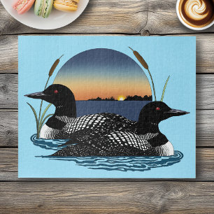 Loon Couple Sunset Blue Puzzle