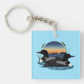 Loon Couple Sunset Blue Schlüsselanhänger (Vorderseite)