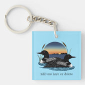 Loon Couple Sunset Blue Schlüsselanhänger (Vorderseite)