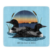 Loon Couple Sunset Blue Schneidebrett (Vorderseite)