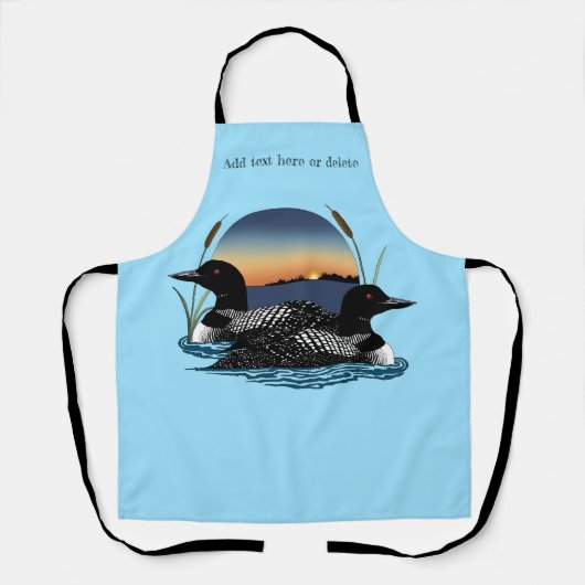 Loon Couple Sunset Blue Schürze (Vorderseite)