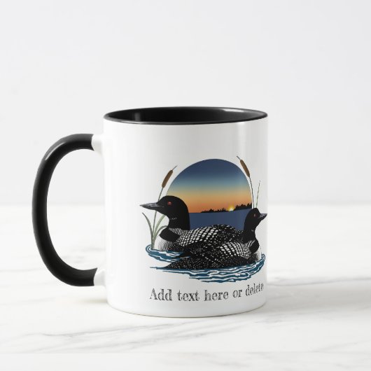 Loon Couple Sunset Blue Tasse (Links)