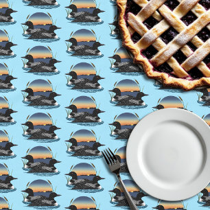 Loon Couple Sunset Blue Tischdecke