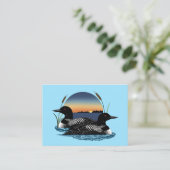 Loon Couple Sunset Blue Visitenkarte (Stehend Vorderseite)