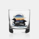 Loon Couple Sunset Blue Whiskyglas (Vorderseite)