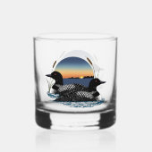 Loon Couple Sunset Blue Whiskyglas (Rückseite)