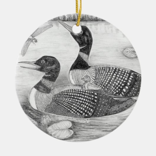 Loon Family Keramik Ornament (Vorne)