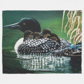 Loon Family Outing Fleecedecke (Vorderseite (Horizontal))