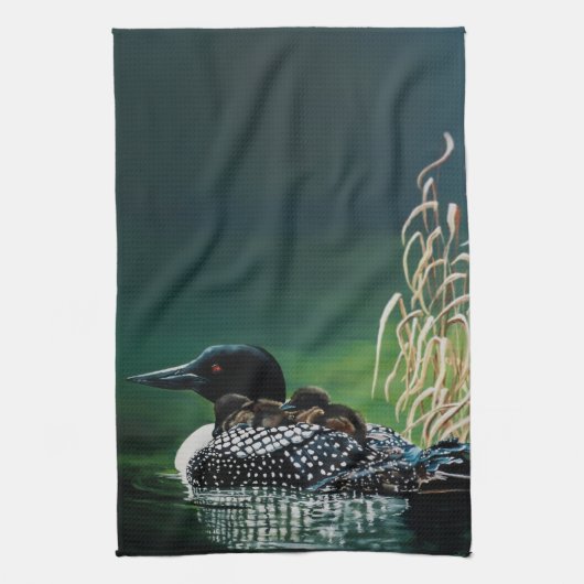 Loon Family Outing Geschirrtuch (Vertikal)