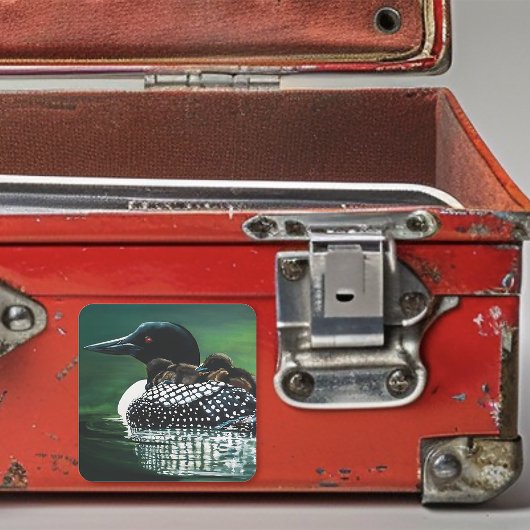 Loon Family Outing Quadratischer Aufkleber