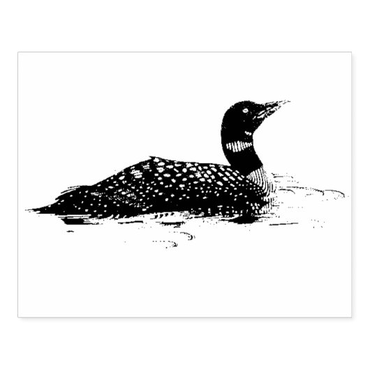 Loon Floating on Water Stippled Graphic Style Gummistempel (Prägung)