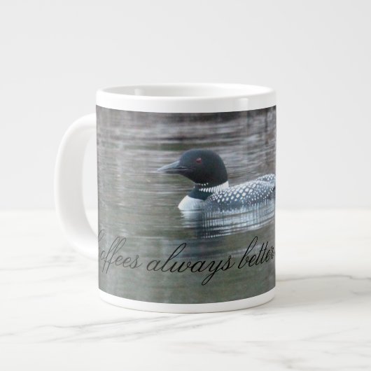 Loon Hütte Inspiriert Jumbo-Tasse (Vorderseite Links)