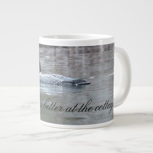 Loon Hütte Inspiriert Jumbo-Tasse (Vorderseite Rechts)