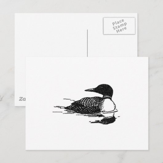 Loon Line Art Postkarte (Vorne/Hinten)
