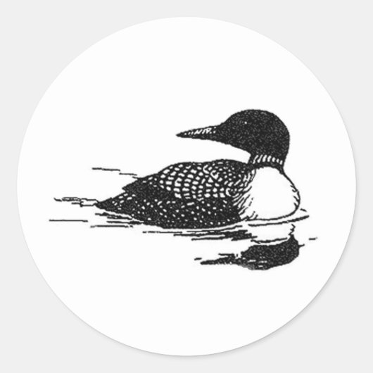 Loon Line Art Runder Aufkleber (Vorderseite)