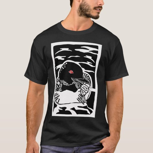 Loon Linolschnitt T-Shirt (Vorderseite)