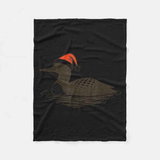 Loon Lover Santa Hat Christmas Bird Watching Xmas Fleecedecke (Vorderseite)