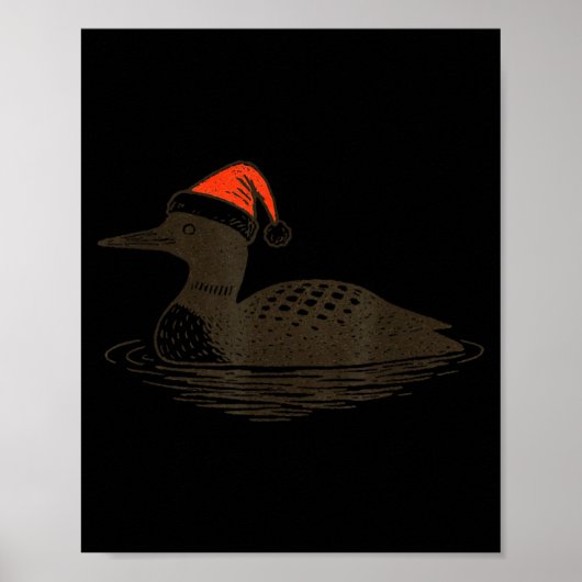 Loon Lover Santa Hat Christmas Bird Watching Xmas Poster (Vorne)