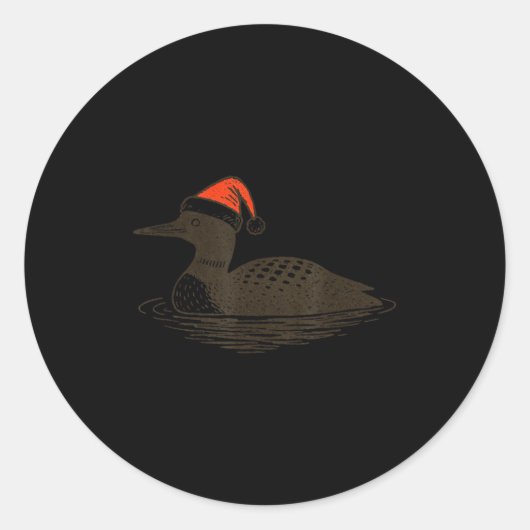 Loon Lover Santa Hat Christmas Bird Watching Xmas Runder Aufkleber (Vorderseite)