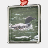 Loon mit Babys 2 Ornament Aus Metall (Links)