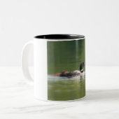 Loon mit der Küken Kaffee-Tasse Zweifarbige Tasse (Vorderseite Links)