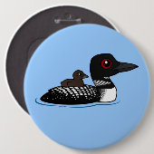 Loon mit Küken Button (Vorne & Hinten)