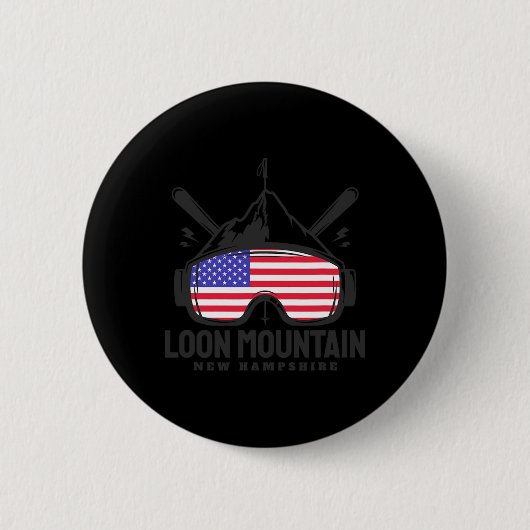 Loon Mountain New Hampshire Usa Ski Retro Skiing Button (Vorderseite)
