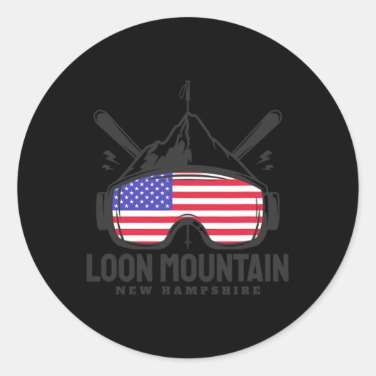 Loon Mountain New Hampshire Usa Ski Retro Skiing Runder Aufkleber (Vorderseite)