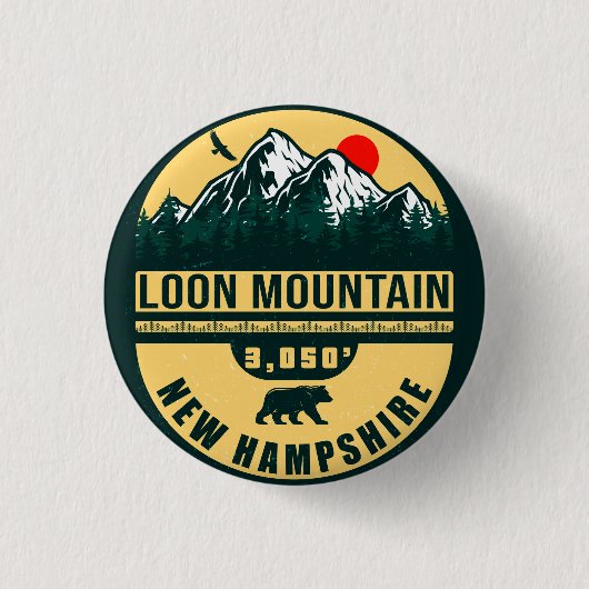 Loon Mountain NH - Retro Vintage SkiSouvenirs 60er Button (Vorderseite)