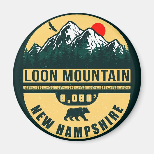 Loon Mountain NH - Retro Vintage SkiSouvenirs Magnet (Vorne)